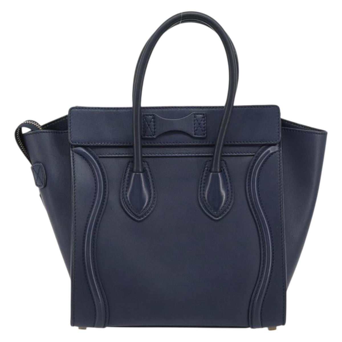 Celine Tricolor Luggage Bag Leather Navy Leather Handbag (Pre-Owned)