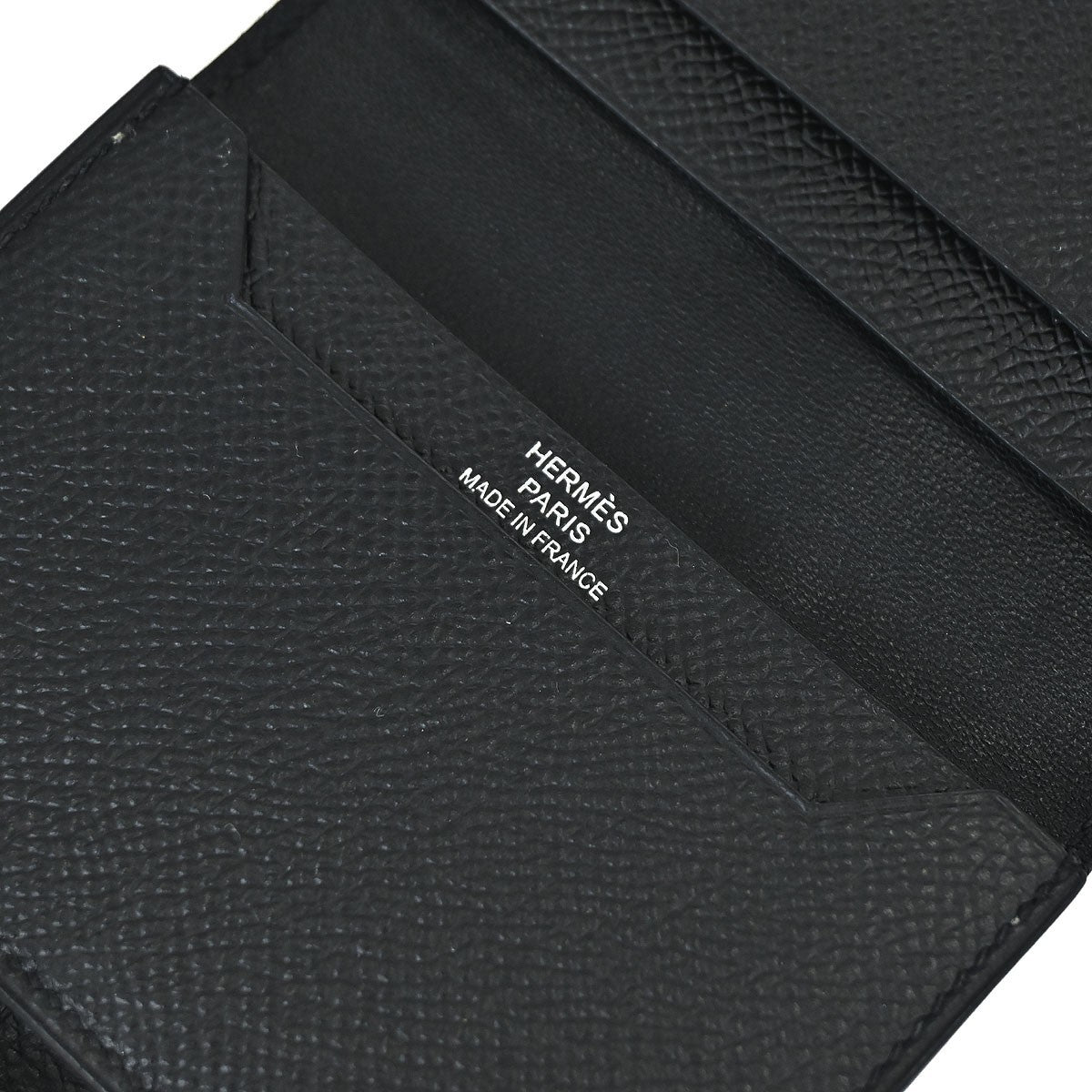 Hermes Bearn Wallet Epsom Black Leather Wallets Accessory (Pre-Owned)