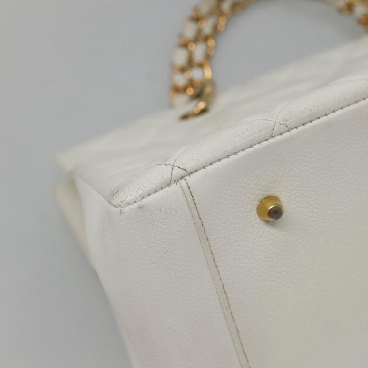 Chanel Vintage Grand Shopping Tote Quilted Caviar White Leather Bag (Pre-Owned)