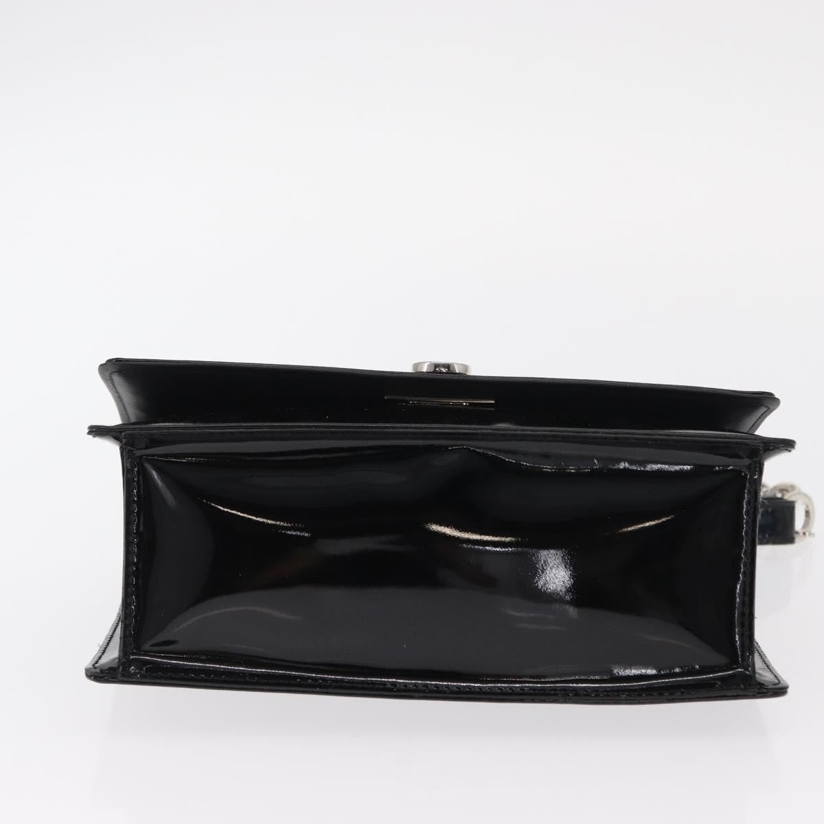 Salvatore Ferragamo Gancini Chain Shoulder Bag Patent Leather Black Patent_Leather Shoulder Bag Bag (Pre-Owned)