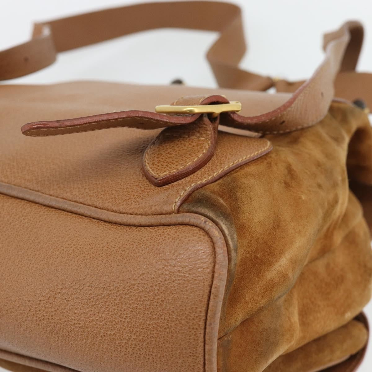 Gucci Vintage Bamboo Backpack Suede Brown Suede Backpack Bag (Pre-Owned)