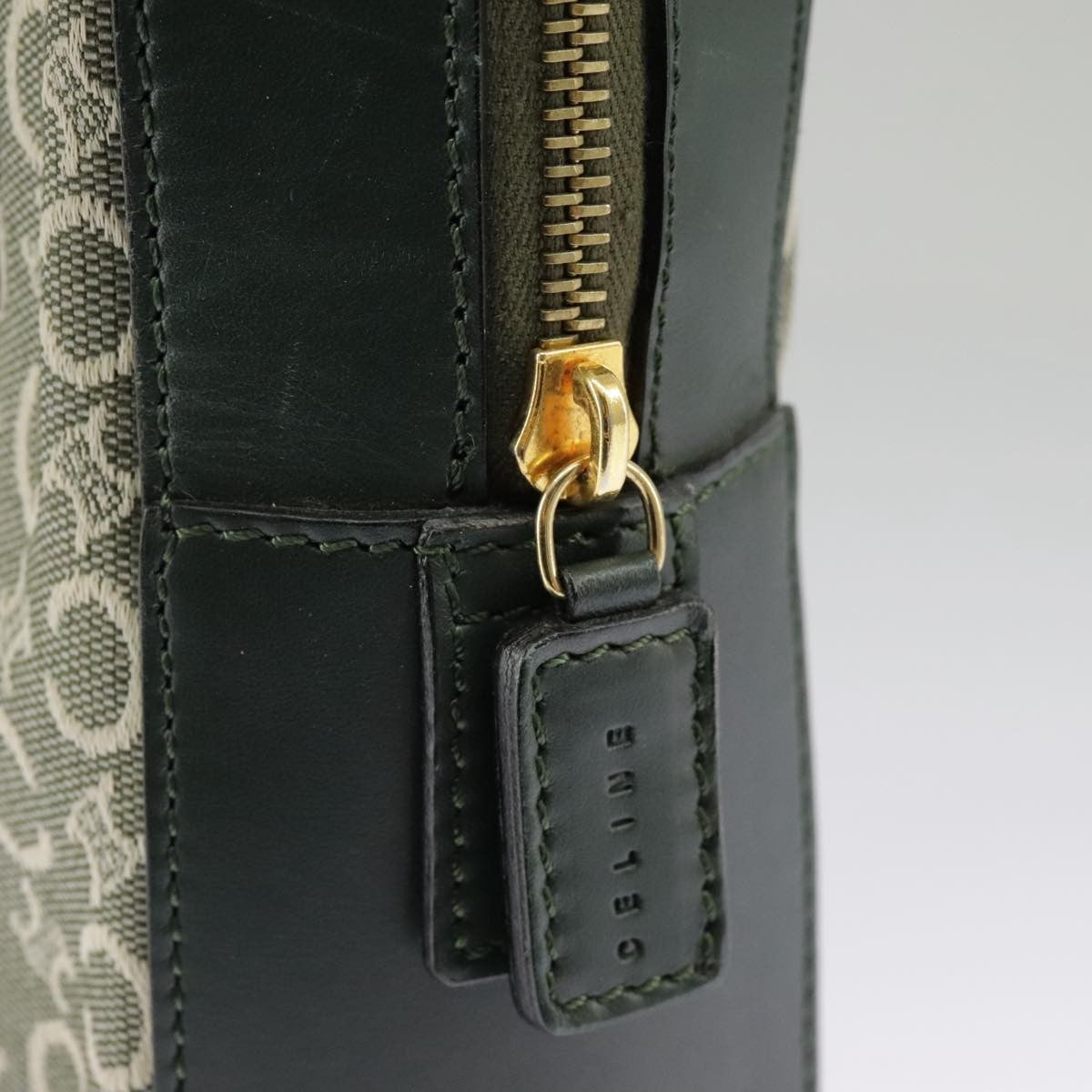 Celine C Macadam Handbag Canvas Gray Canvas Handbag (Pre-Owned)