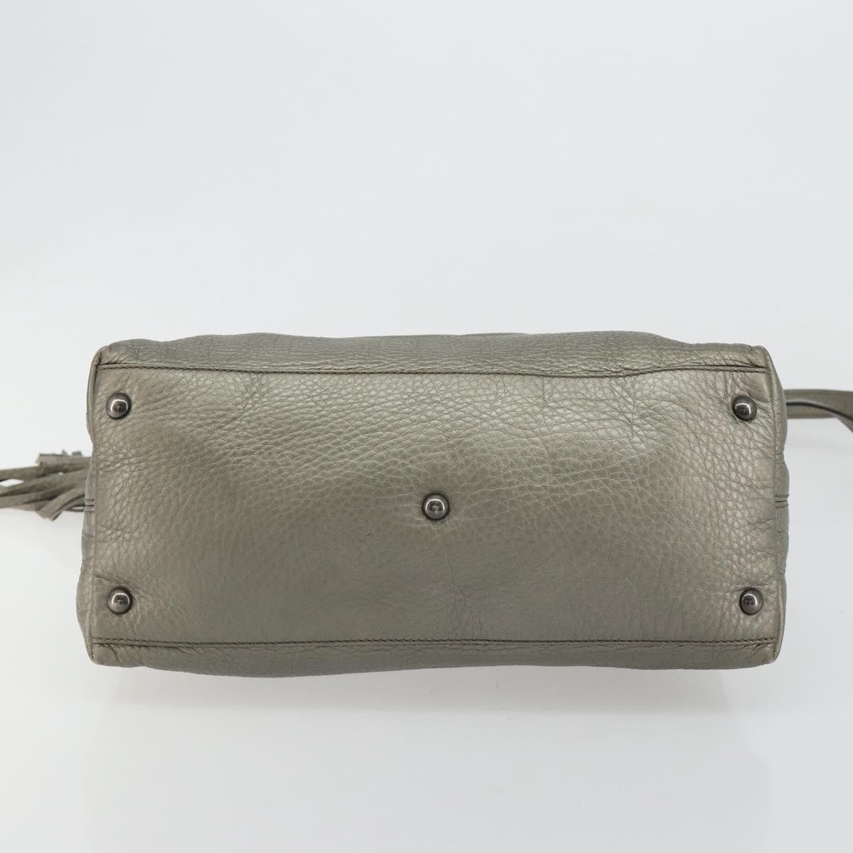 Gucci Soho Convertible Top Handle Bag Leather Silver Leather Handbag (Pre-Owned)