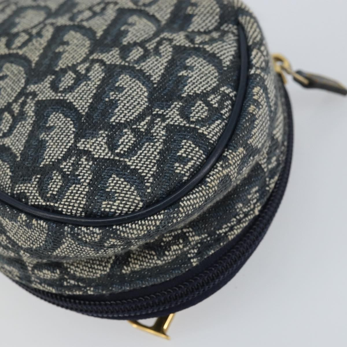 Christian Dior Vintage Saddle Coin Purse Diorissimo Canvas Navy Canvas Clutche & Pouche Bag (Pre-Owned)