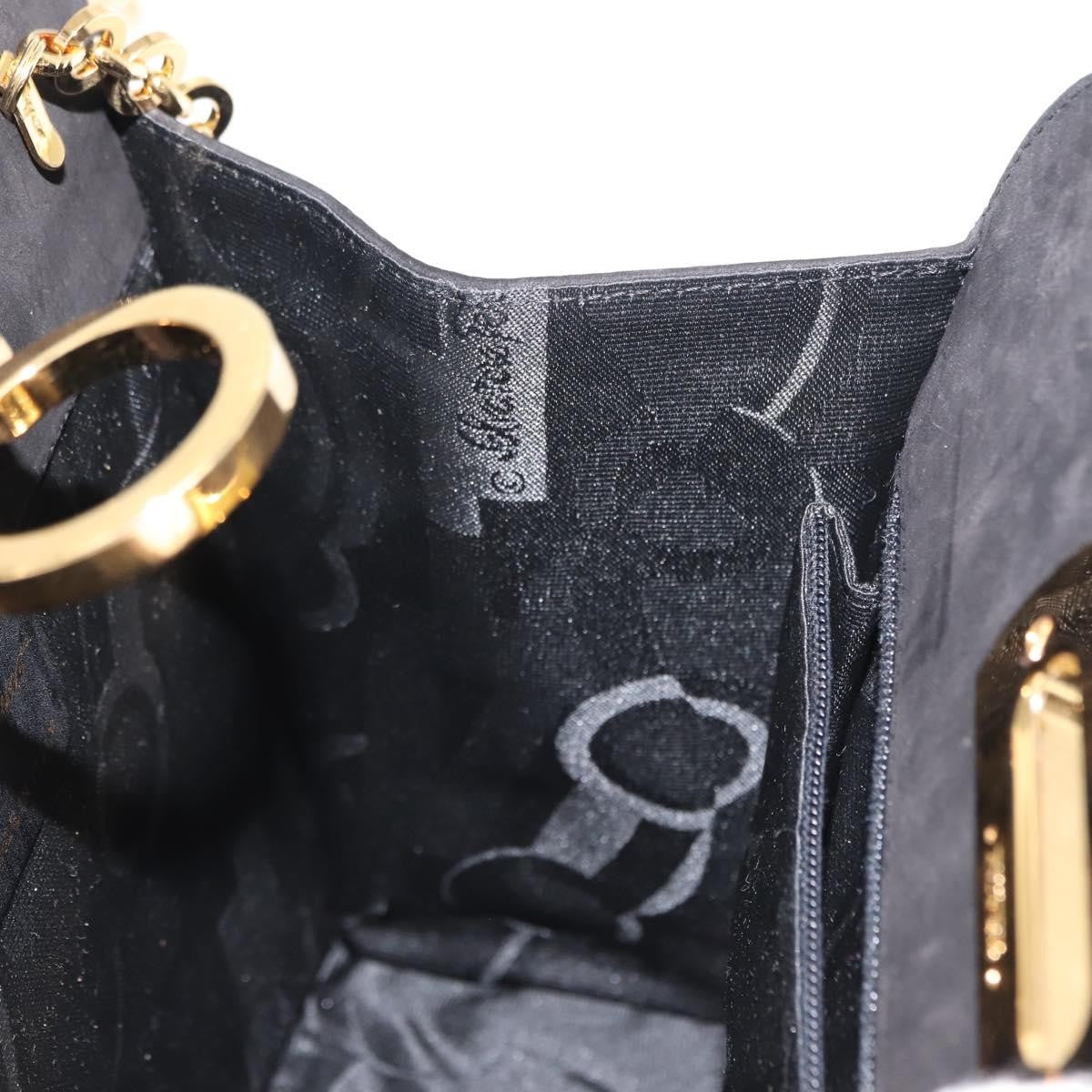 Salvatore Ferragamo Vintage Gancini Chain Shoulder Bag Suede Black Suede Shoulder Bag Bag (Pre-Owned)