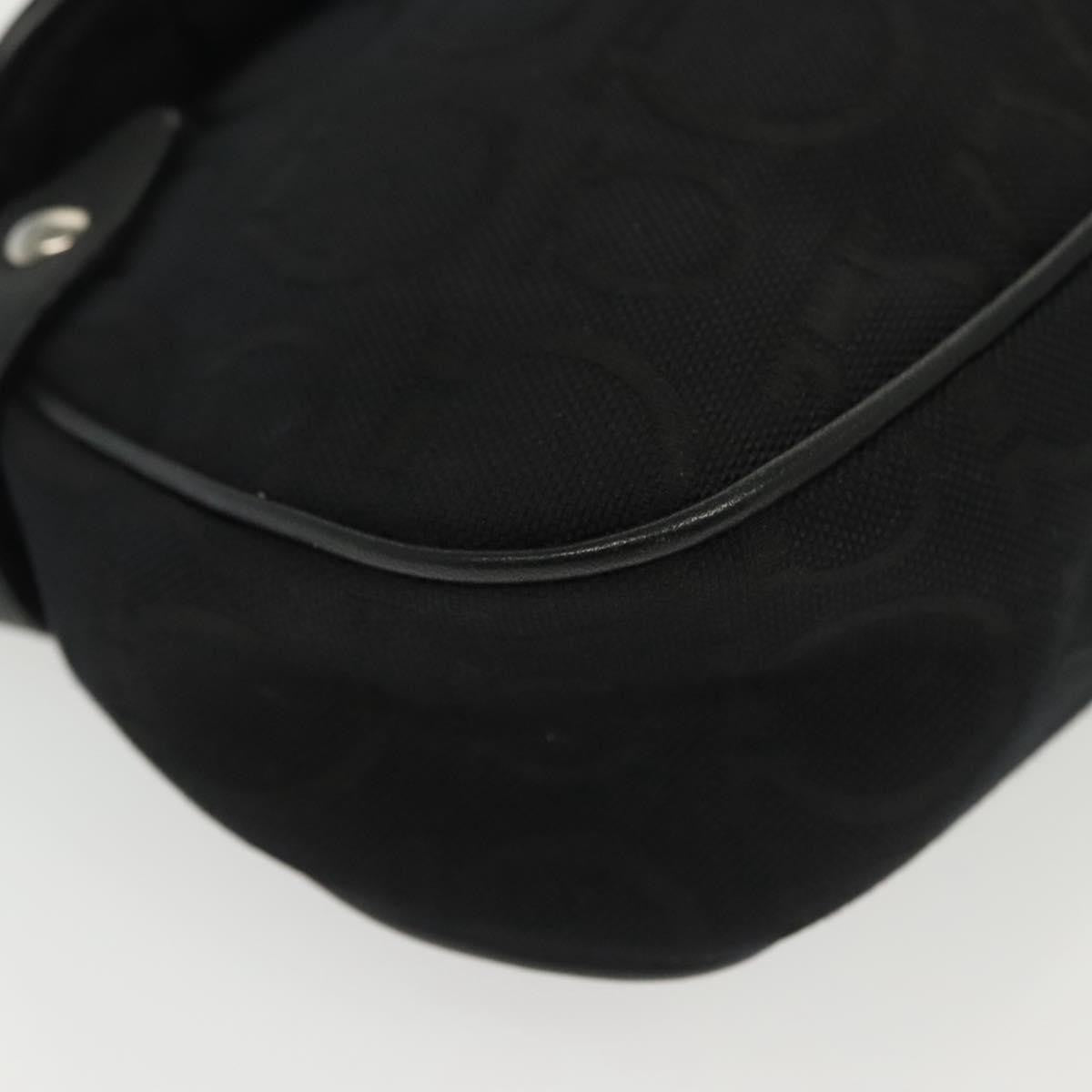 Salvatore Ferragamo Gancini Handbag Canvas Black Canvas Handbag (Pre-Owned)