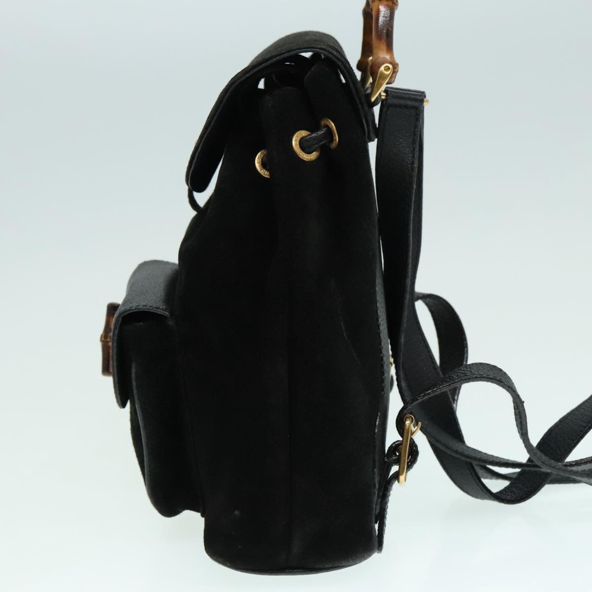 Gucci Gucci Bamboo Backpack Daim Black Suede Backpack Bag (Pre-Owned)