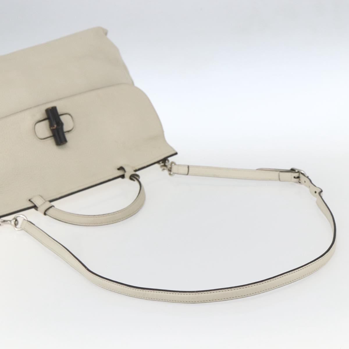 Gucci Bamboo Daily Top Handle Bag Leather White Leather Handbag (Pre-Owned)