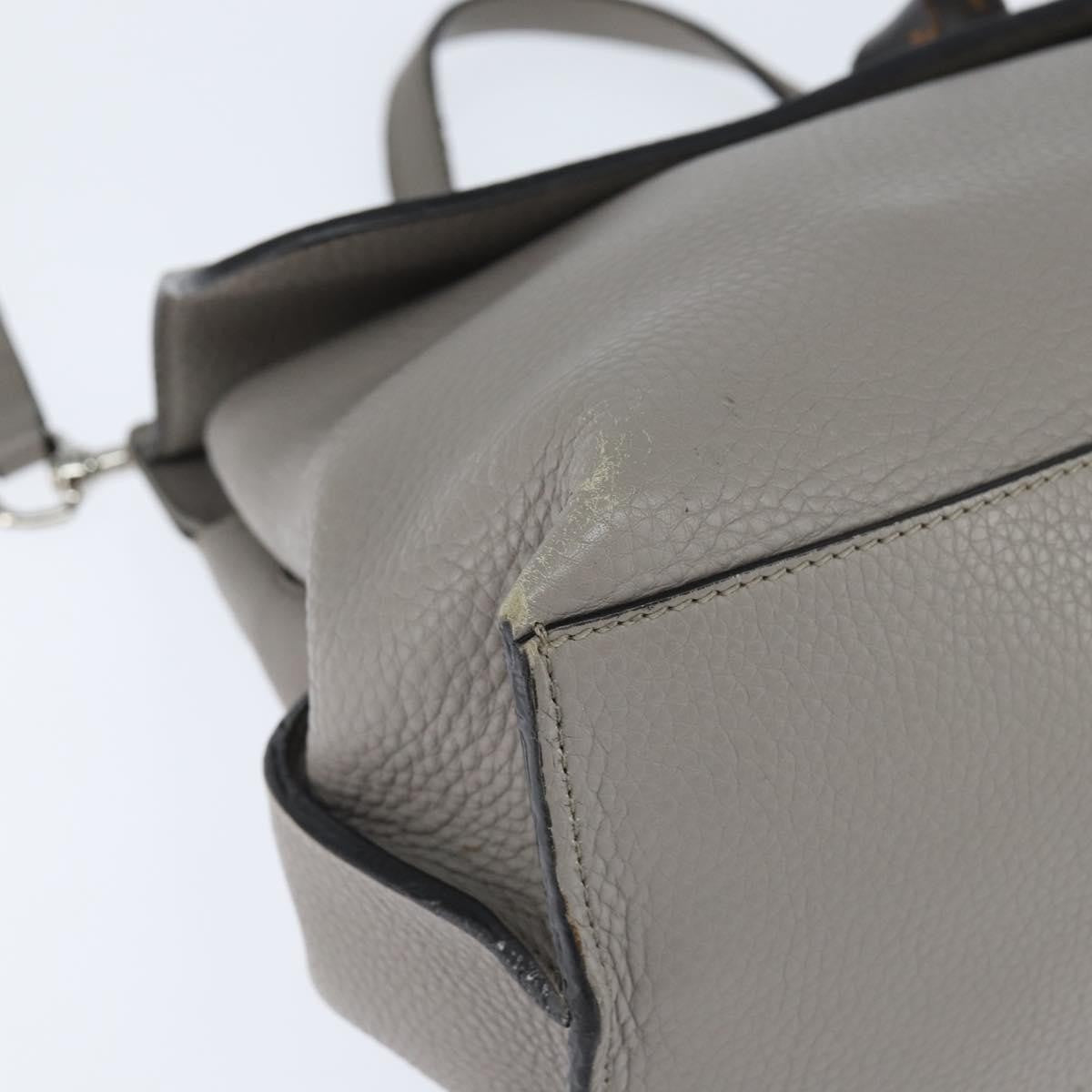 Gucci Bamboo Daily Top Handle Bag Leather Gray Leather Handbag (Pre-Owned)