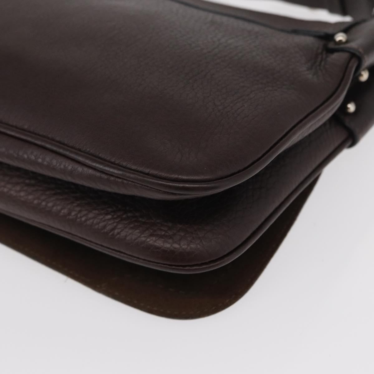 Salvatore Ferragamo Gancini Shoulder Bag Leather Brown Leather Shoulder Bag Bag (Pre-Owned)