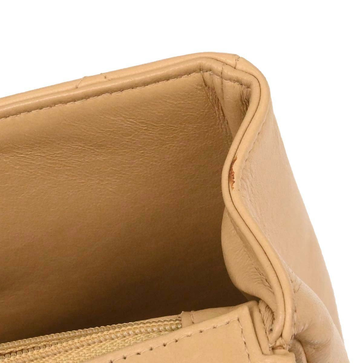 Chanel Vintage Top Handle Flap Bag Quilted Lambskin Beige Leather Handbag (Pre-Owned)
