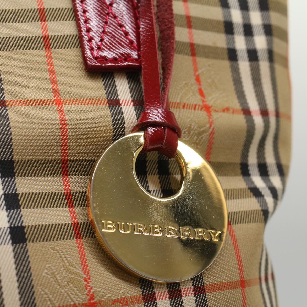 Burberry Nova Check Tote Nylon And Leather Beige Nylon Tote Bag Bag (Pre-Owned)