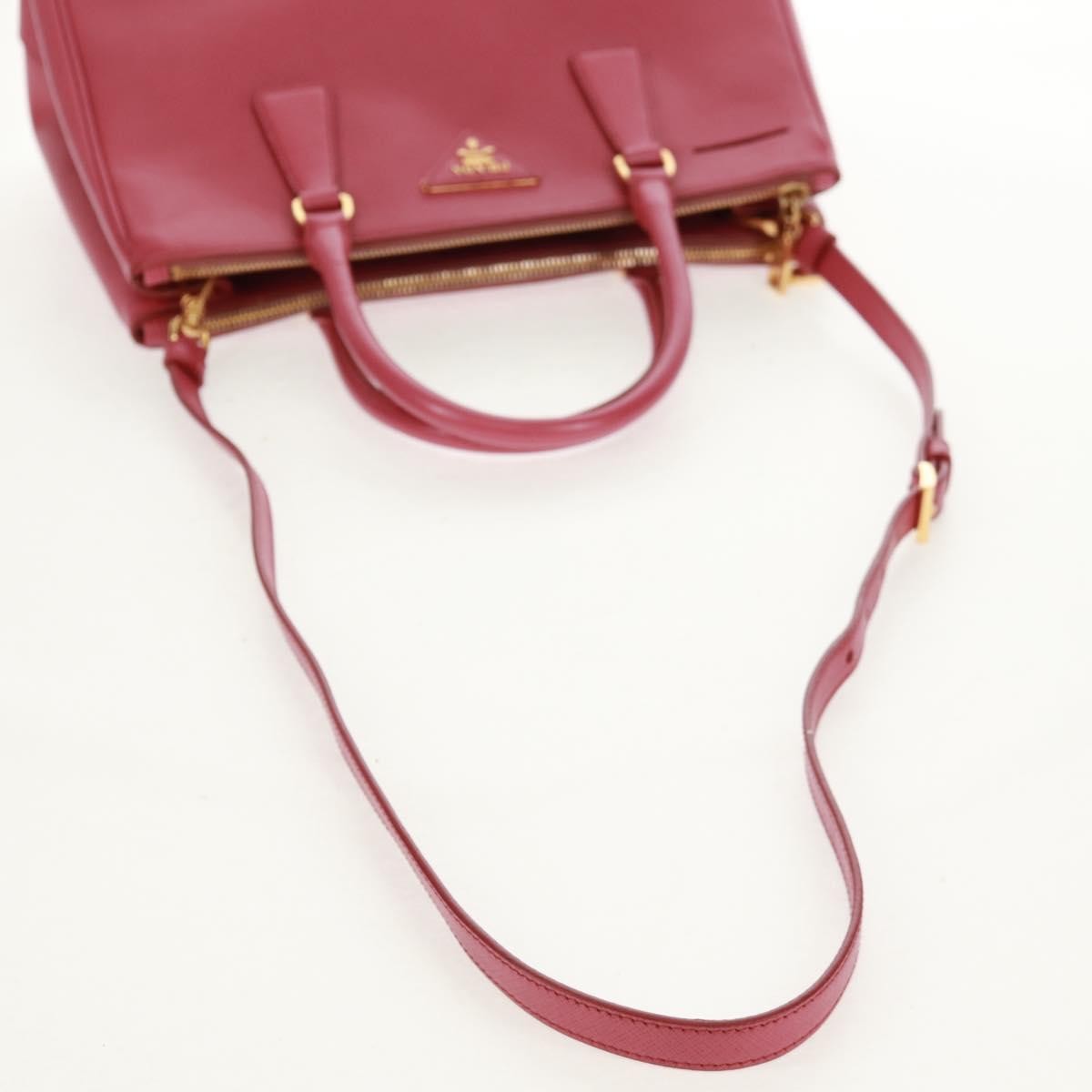 Prada Double Zip Lux Tote Saffiano Leather Pink Leather Handbag (Pre-Owned)