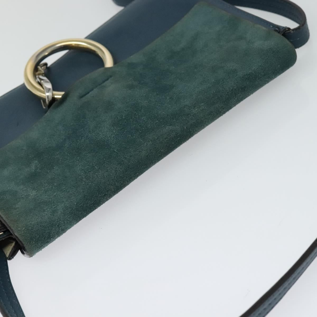 Chloe Faye Crossbody Leather And Suede Blue Suede Handbag (Pre-Owned)