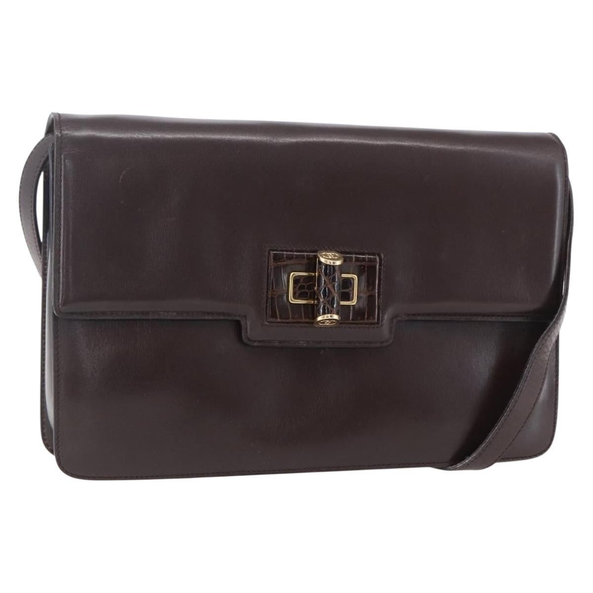 Gucci Vintage Shoulder Bag Leather Brown Leather Shoulder Bag Bag (Pre-Owned)