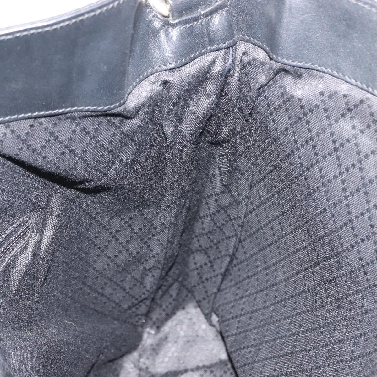 Gucci Vintage Bamboo Handle Open Hobo Nylon Black Nylon Tote Bag Bag (Pre-Owned)