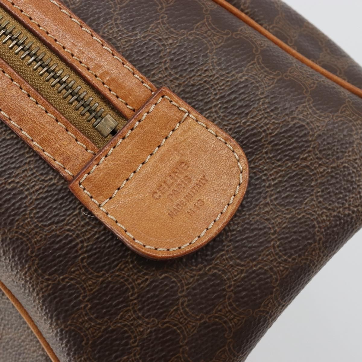 Celine Vintage Triomphe Handbag Canvas Brown Canvas Handbag (Pre-Owned)