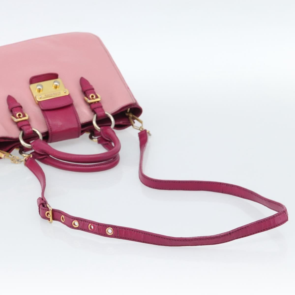 Miu Miu Madras Convertible Lock Tote Leather Pink Leather Handbag (Pre-Owned)
