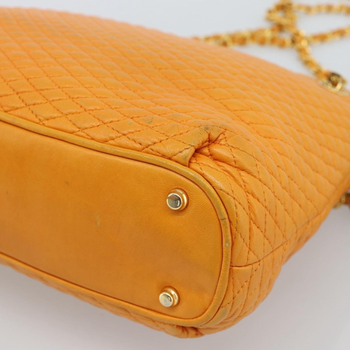 Bally Vintage Shoulder Bag Quilted Leather Orange Leather Shoulder Bag Bag (Pre-Owned)