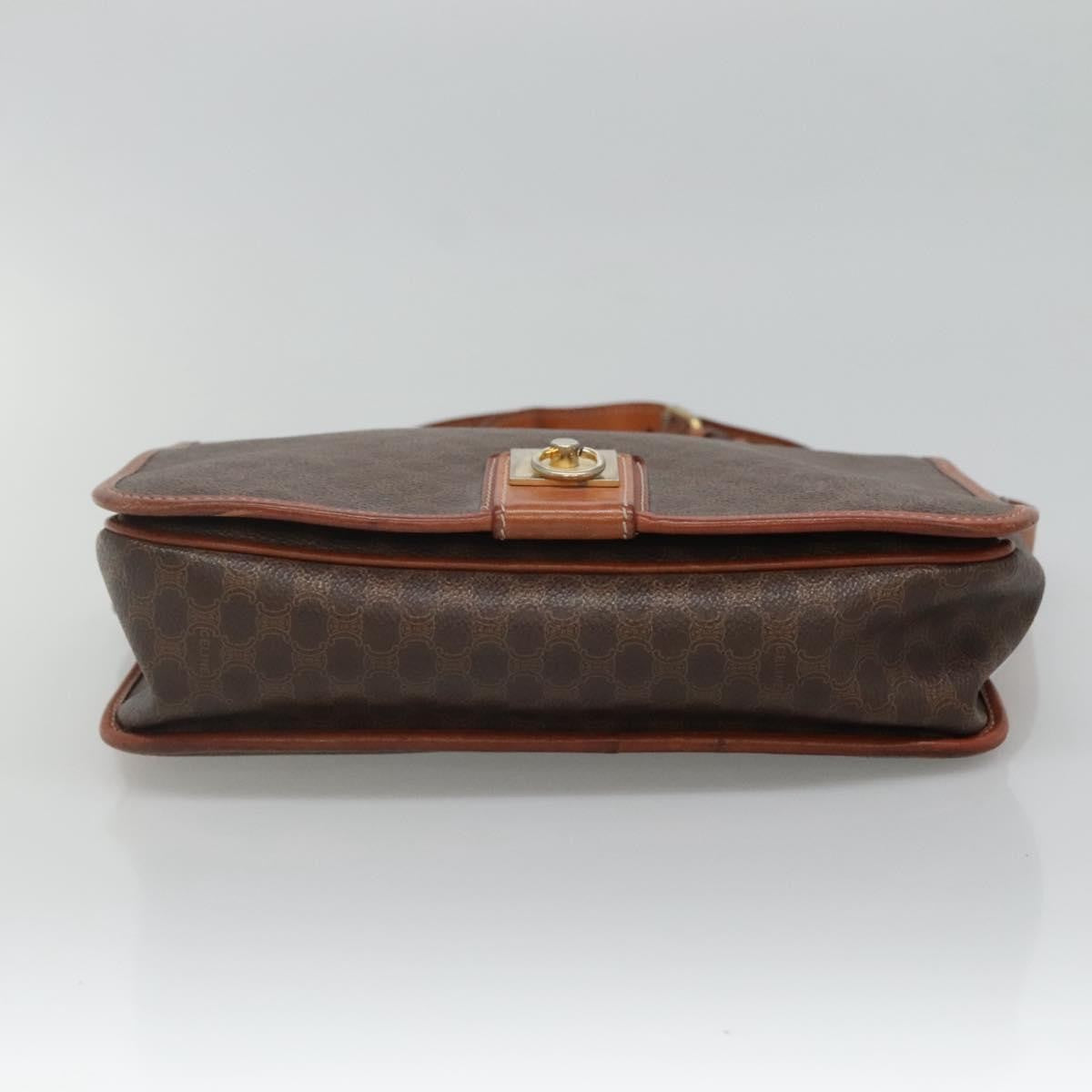 Celine Vintage Macadam Shoulder Bag Canvas And Leather Brown Canvas Shoulder Bag Bag (Pre-Owned)