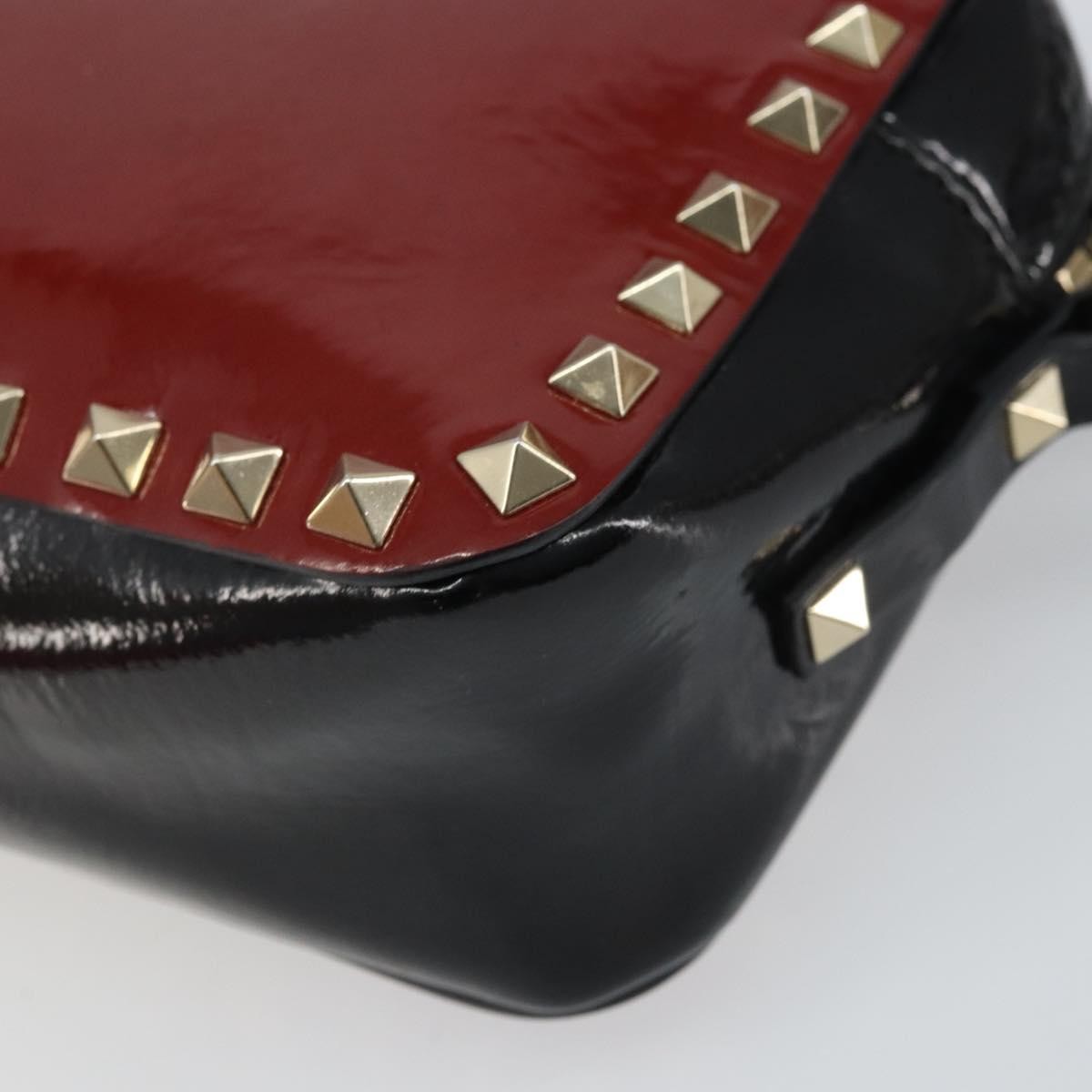 Valentino Garavani Rockstud Chain Camera Crossbody Bag Patent Leather Red Patent_Leather Clutche & Pouche Bag (Pre-Owned)