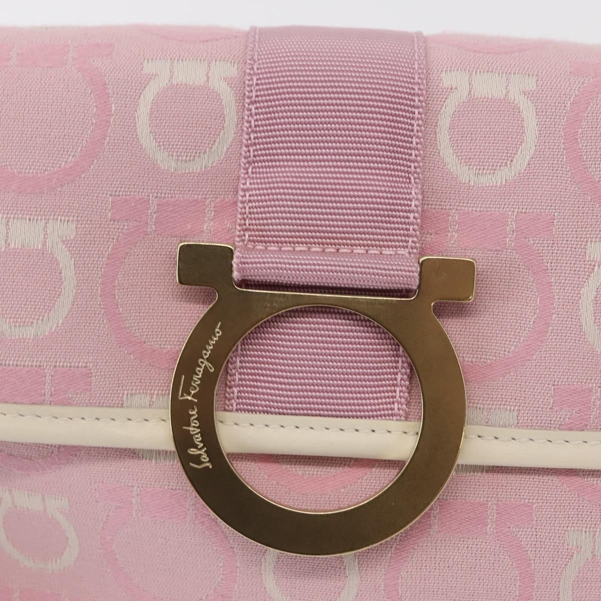 Salvatore Ferragamo Gancini Shoulder Bag Canvas Pink Canvas Shoulder Bag Bag (Pre-Owned)
