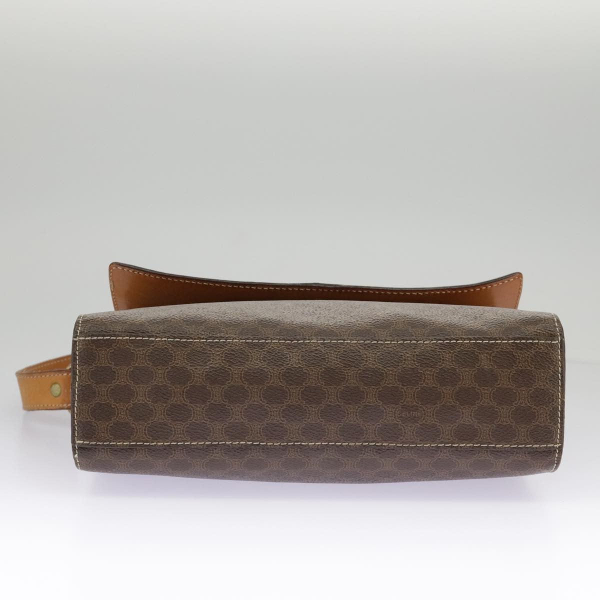 Celine Vintage Macadam Circle Logo Shoulder Bag Canvas And Leather Brown Canvas Shoulder Bag Bag (Pre-Owned)