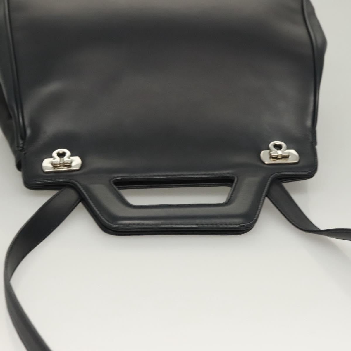 Salvatore Ferragamo Soft W Tote Leather Black Leather Tote Bag Bag (Pre-Owned)