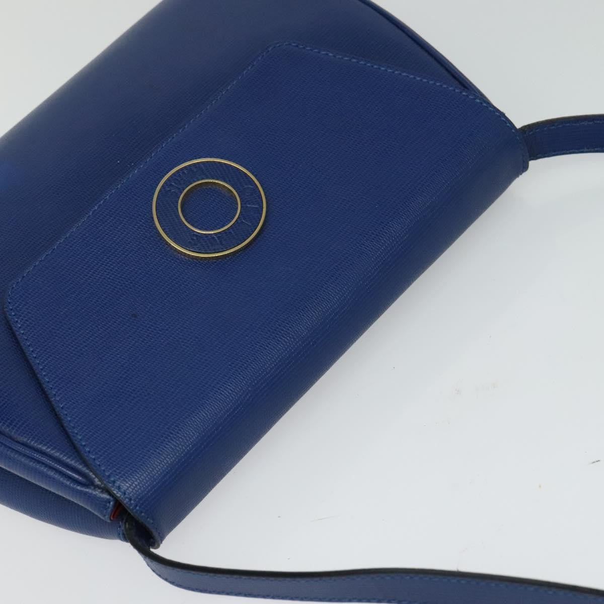 Celine Vintage Circle Logo Crossbody Bag Leather Blue Leather Shoulder Bag Bag (Pre-Owned)