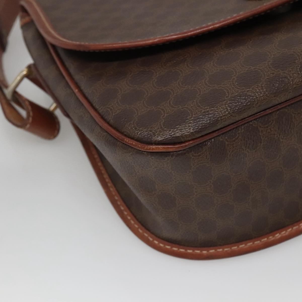 Celine Vintage Macadam Shoulder Bag Canvas And Leather Brown Canvas Shoulder Bag Bag (Pre-Owned)