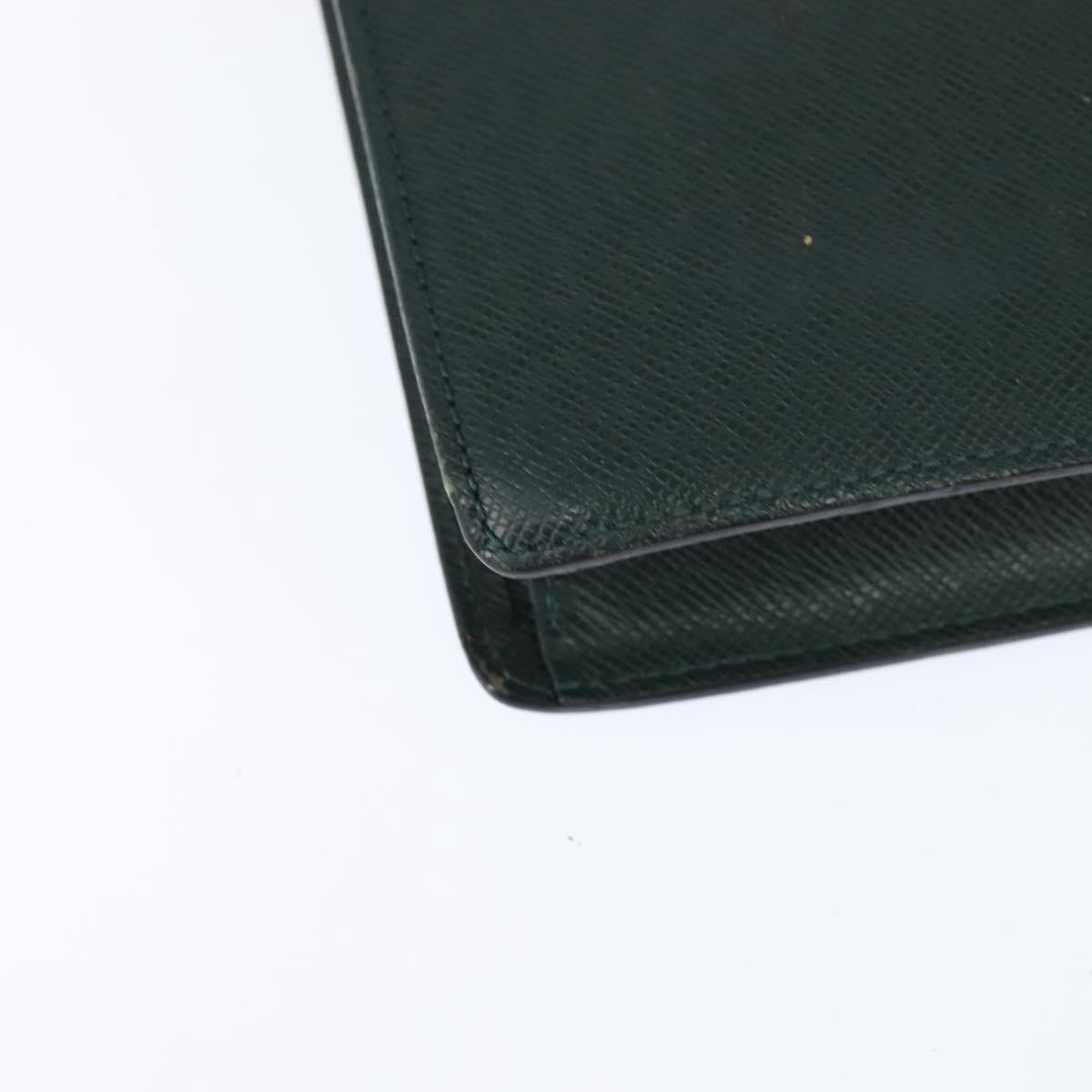 Louis Vuitton Serviette Kourad Briefcase Taiga Leather Green Leather Briefcase Bag (Pre-Owned)
