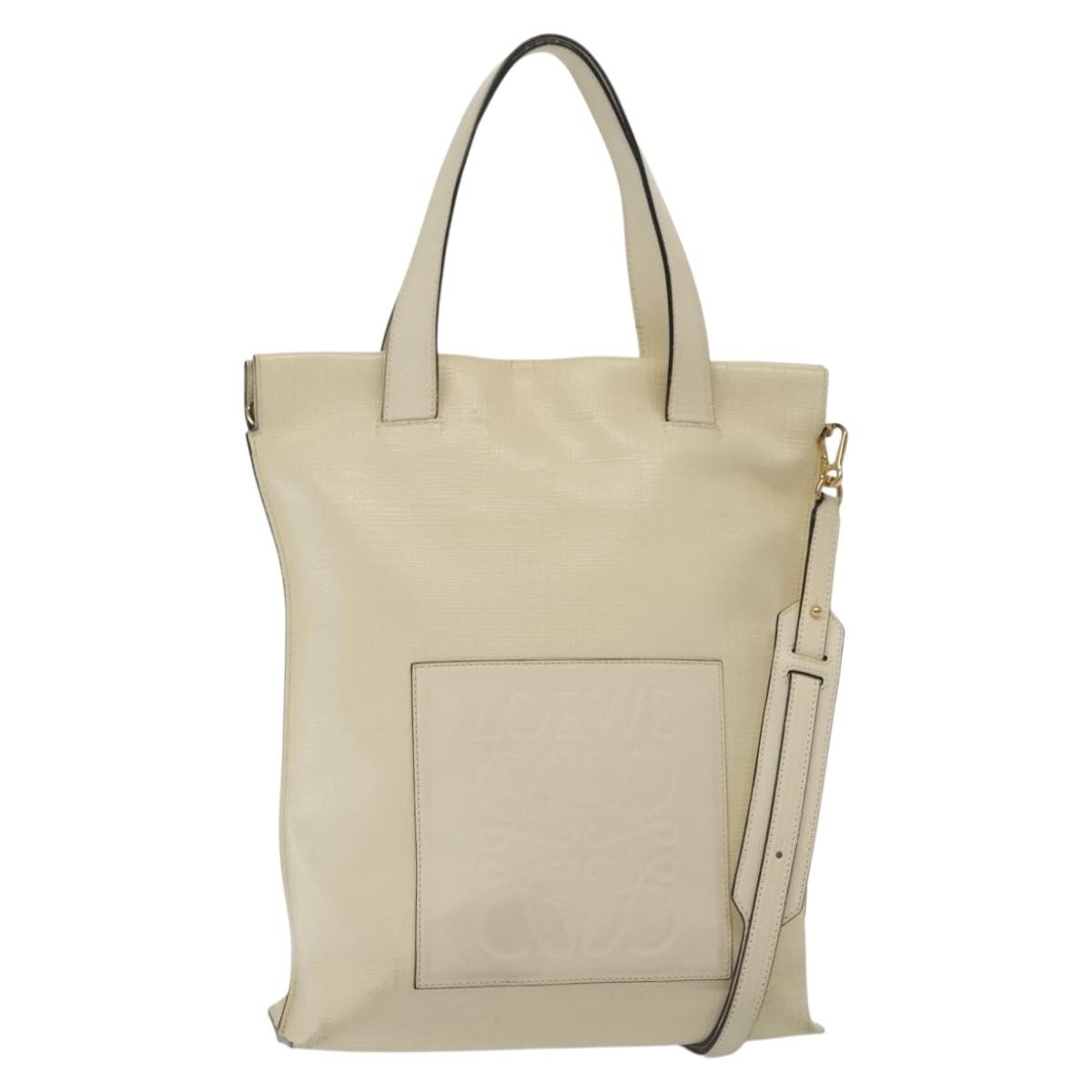 Loewe Shopper Tote Leather Ecru Leather Tote Bag Bag (Pre-Owned)