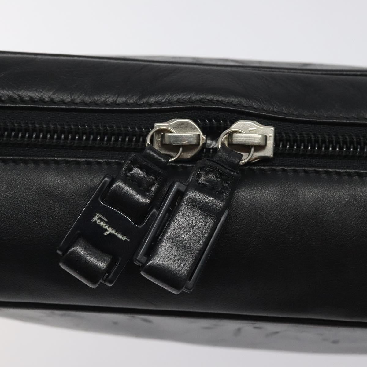 Salvatore Ferragamo Vala Clutch Bag Leather Black Leather Clutche & Pouche Bag (Pre-Owned)