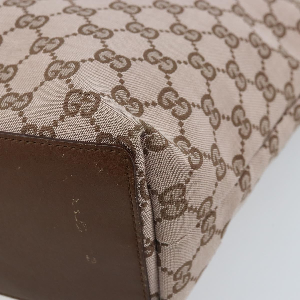 Gucci Vintage Bucket Shopping Tote Gg Canvas Brown Canvas Tote Bag Bag (Pre-Owned)