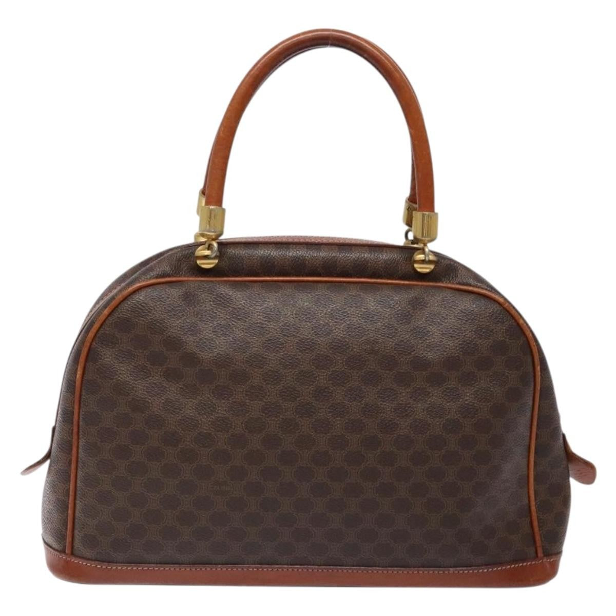 Celine Macadam Handbag Macadam With Leather Brown Canvas Handbag (Pre-Owned)