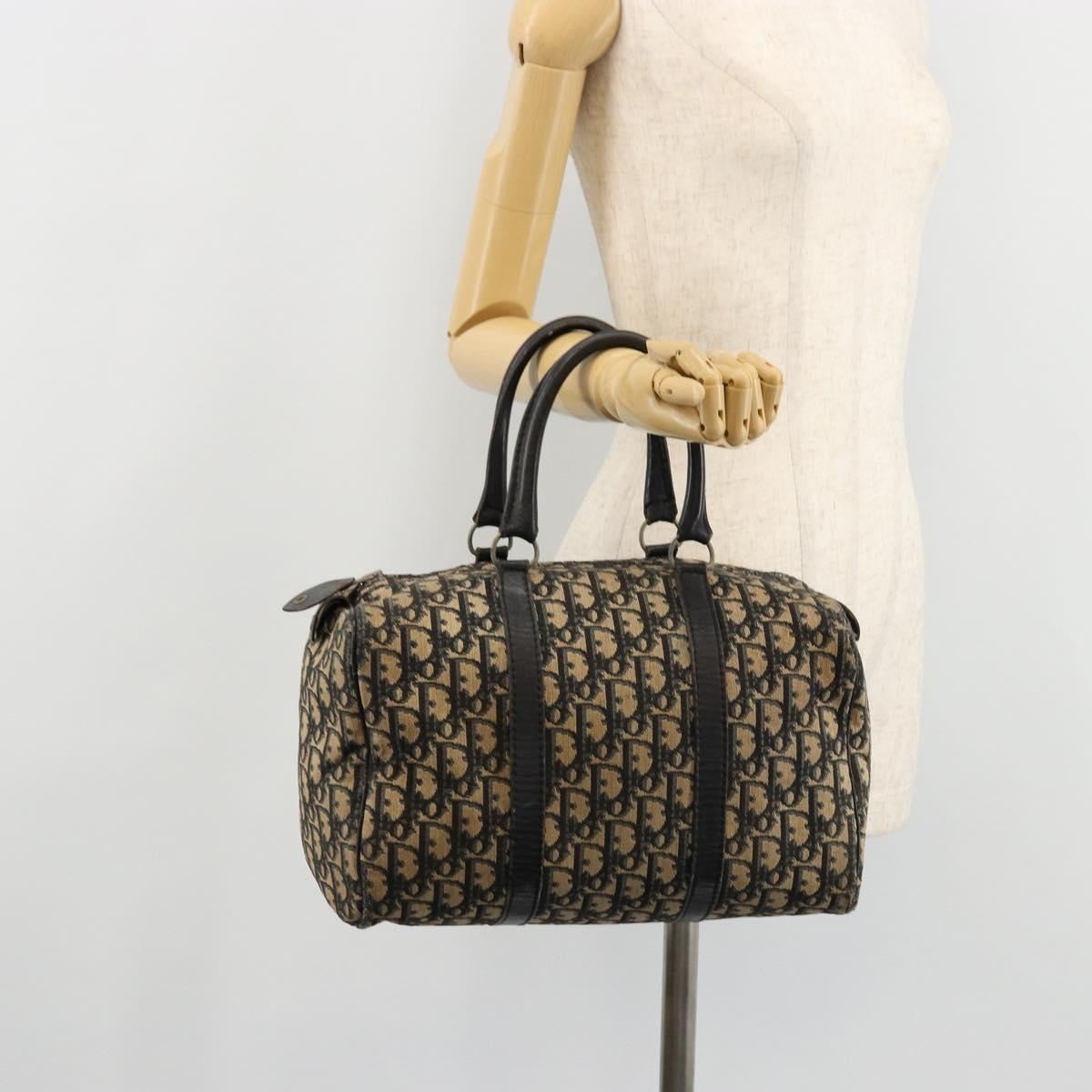 Christian Dior Vintage Trotter Handbag Canvas Navy Canvas Handbag (Pre-Owned)