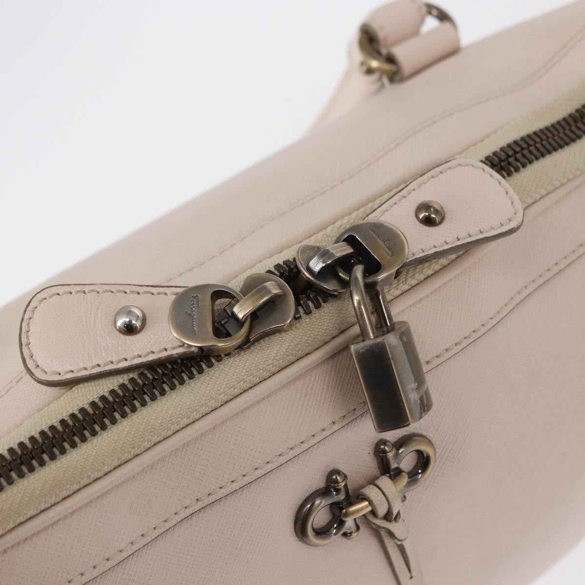 Salvatore Ferragamo Gancini Handbag Leather Pink Leather Handbag (Pre-Owned)
