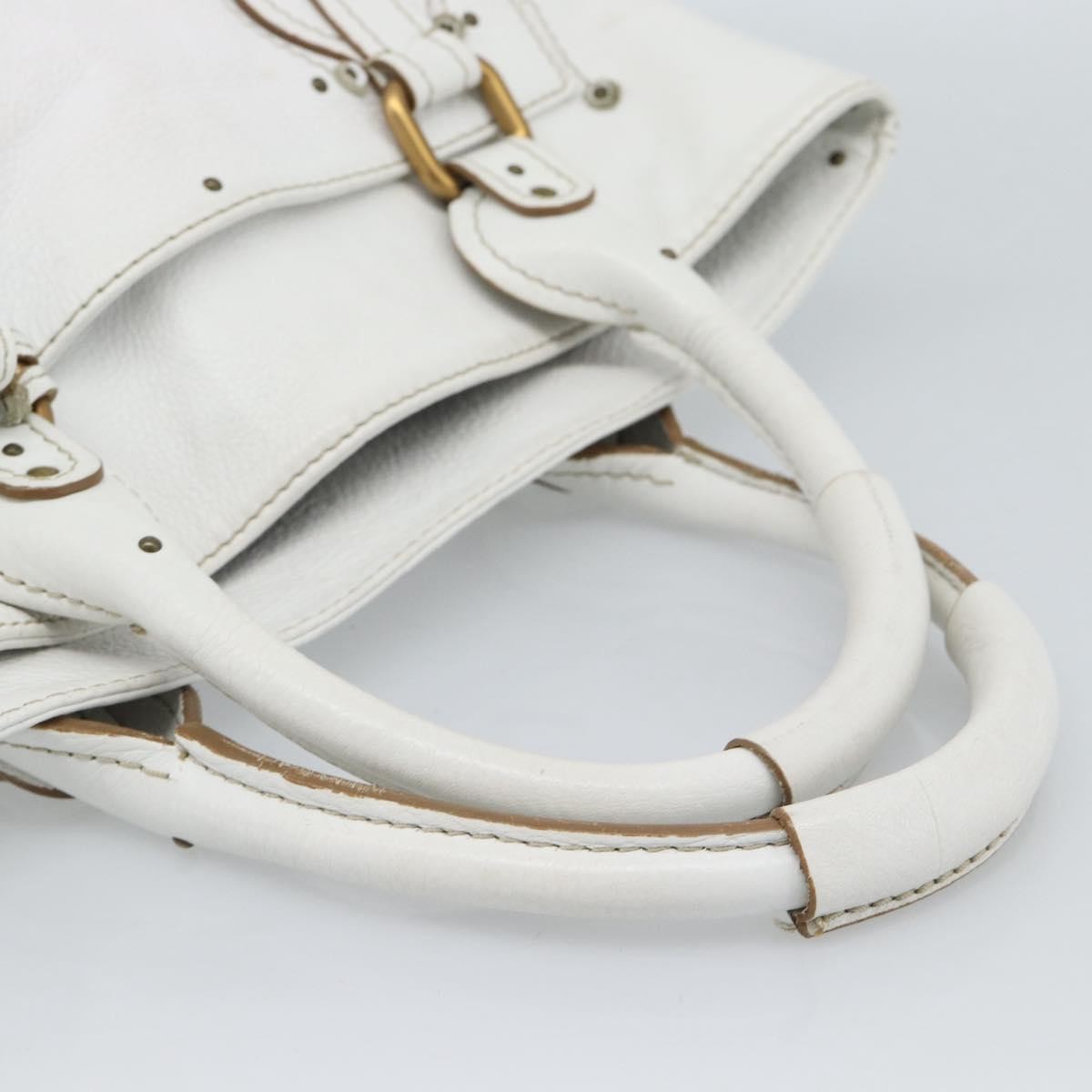 Chloe Paddington Lock Tote Leather White_Gold Leather Tote Bag Bag (Pre-Owned)