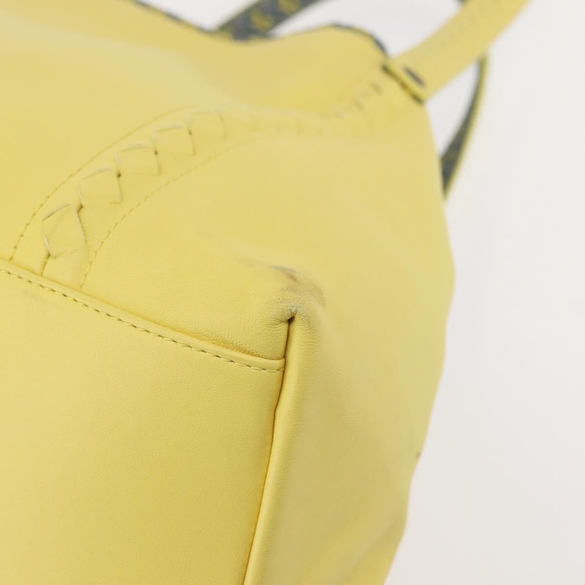 Bottega Veneta A-Shape Tote Leather With Intrecciato Detail Yellow Leather Shoulder Bag Bag (Pre-Owned)
