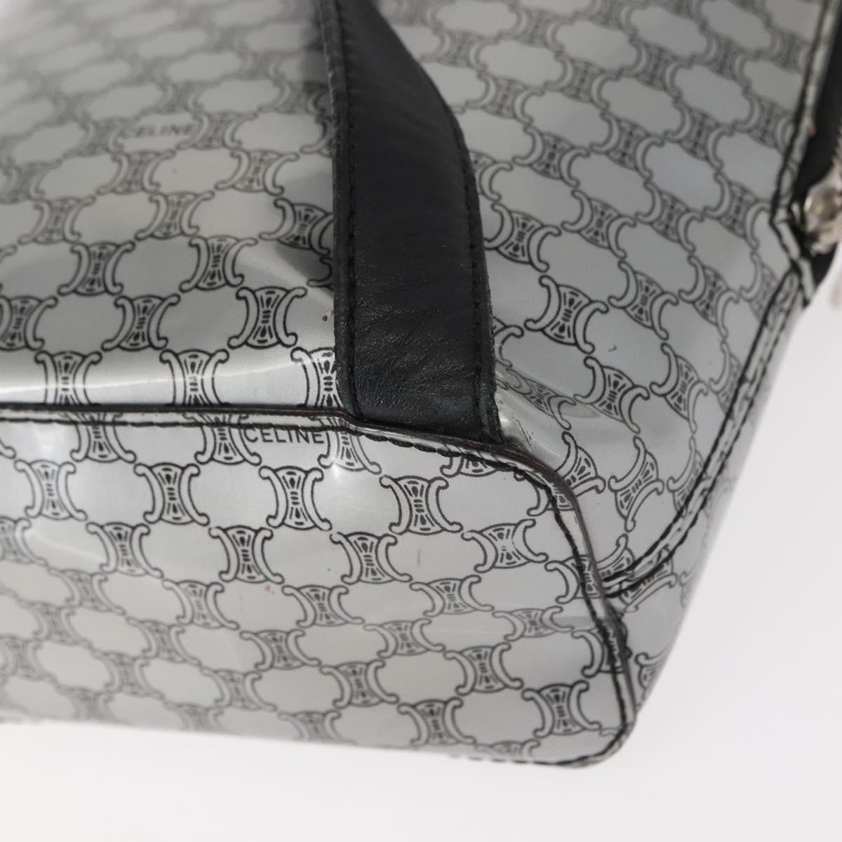 Celine Vintage Macadam Backpack Canvas And Leather Silver Pvc Backpack Bag (Pre-Owned)