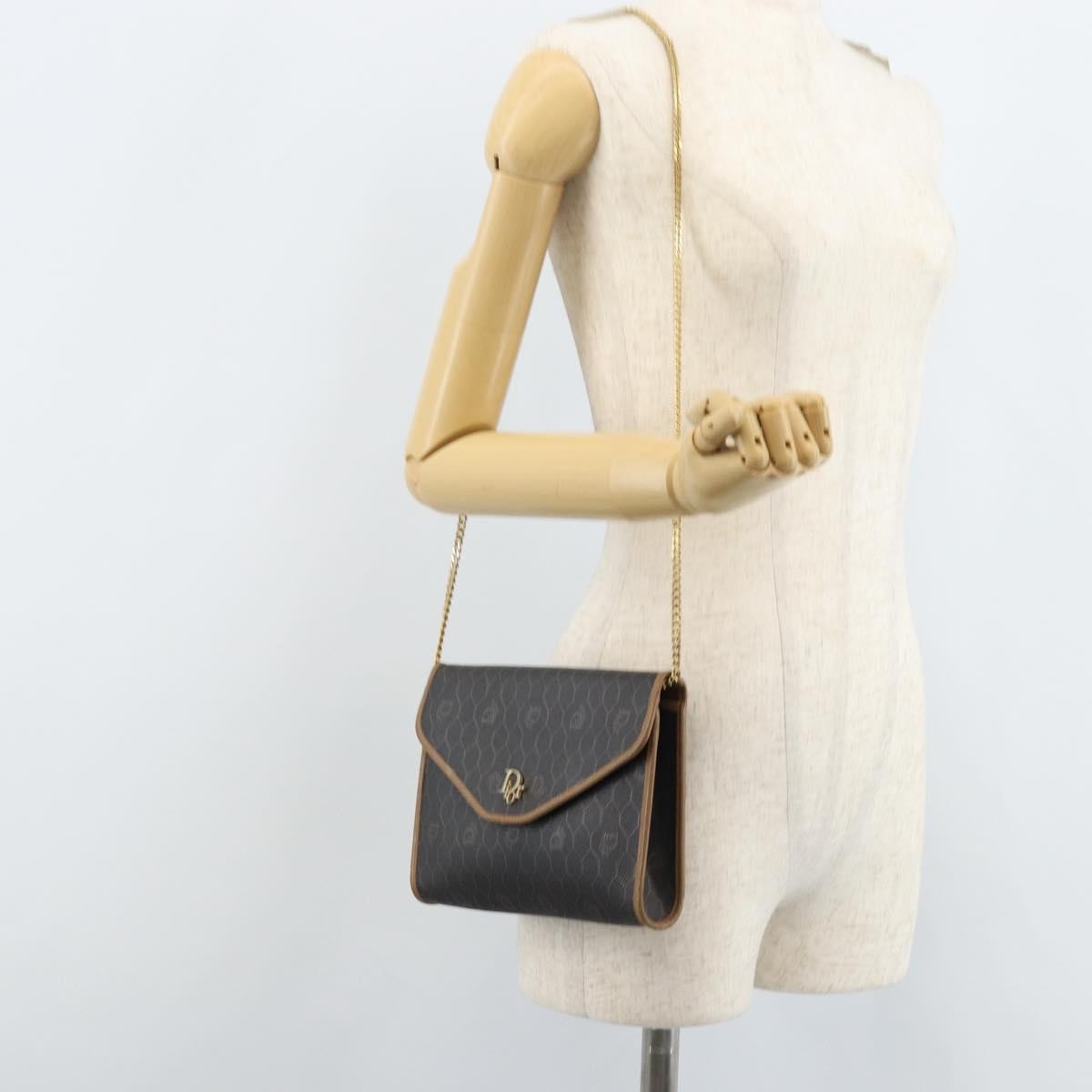 Christian Dior Vintage Honeycomb Chain Canvas Black Canvas Shoulder Bag Bag (Pre-Owned)