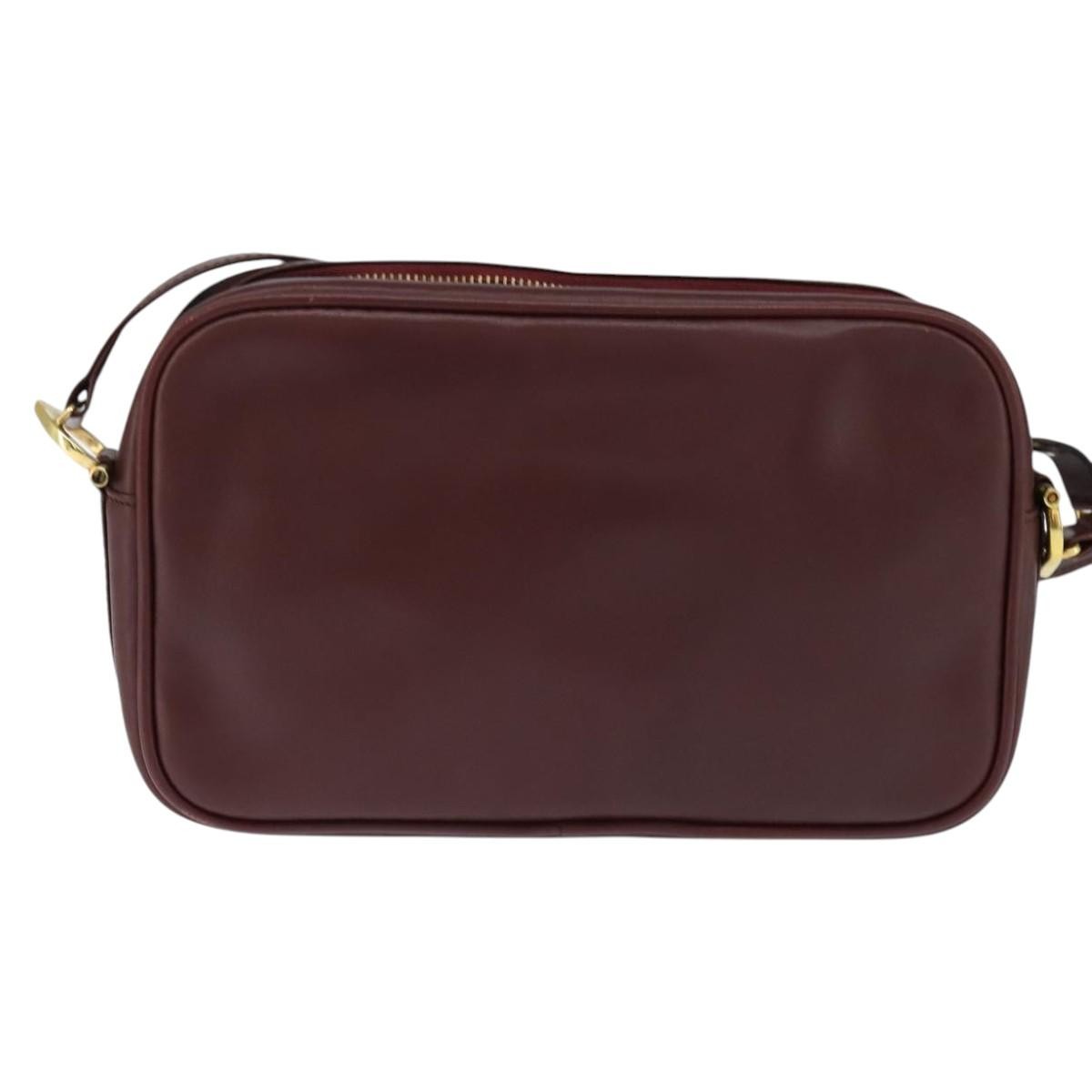 Cartier Must De Cartier Shoulder Bag Leather Burgundy Leather Shoulder Bag Bag (Pre-Owned)