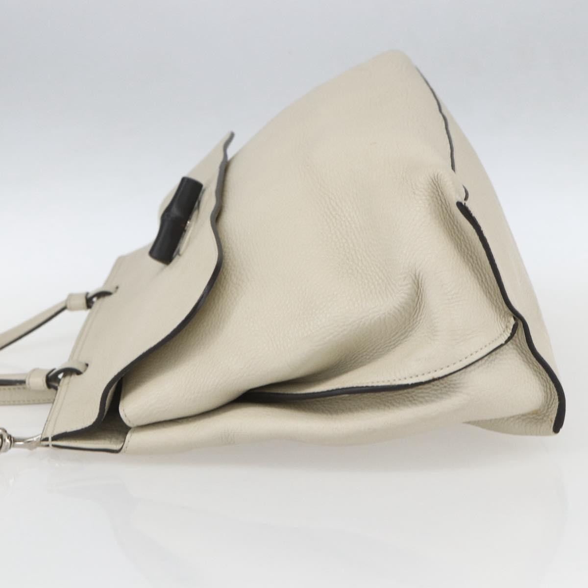 Gucci Bamboo Daily Top Handle Bag Leather White Leather Handbag (Pre-Owned)