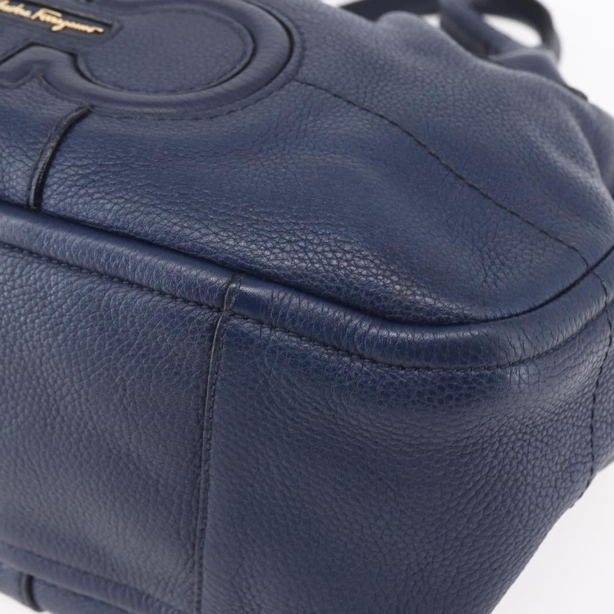 Salvatore Ferragamo Izzie Gancini Embossed Tote Soft Calf Blue Leather Tote Bag Bag (Pre-Owned)