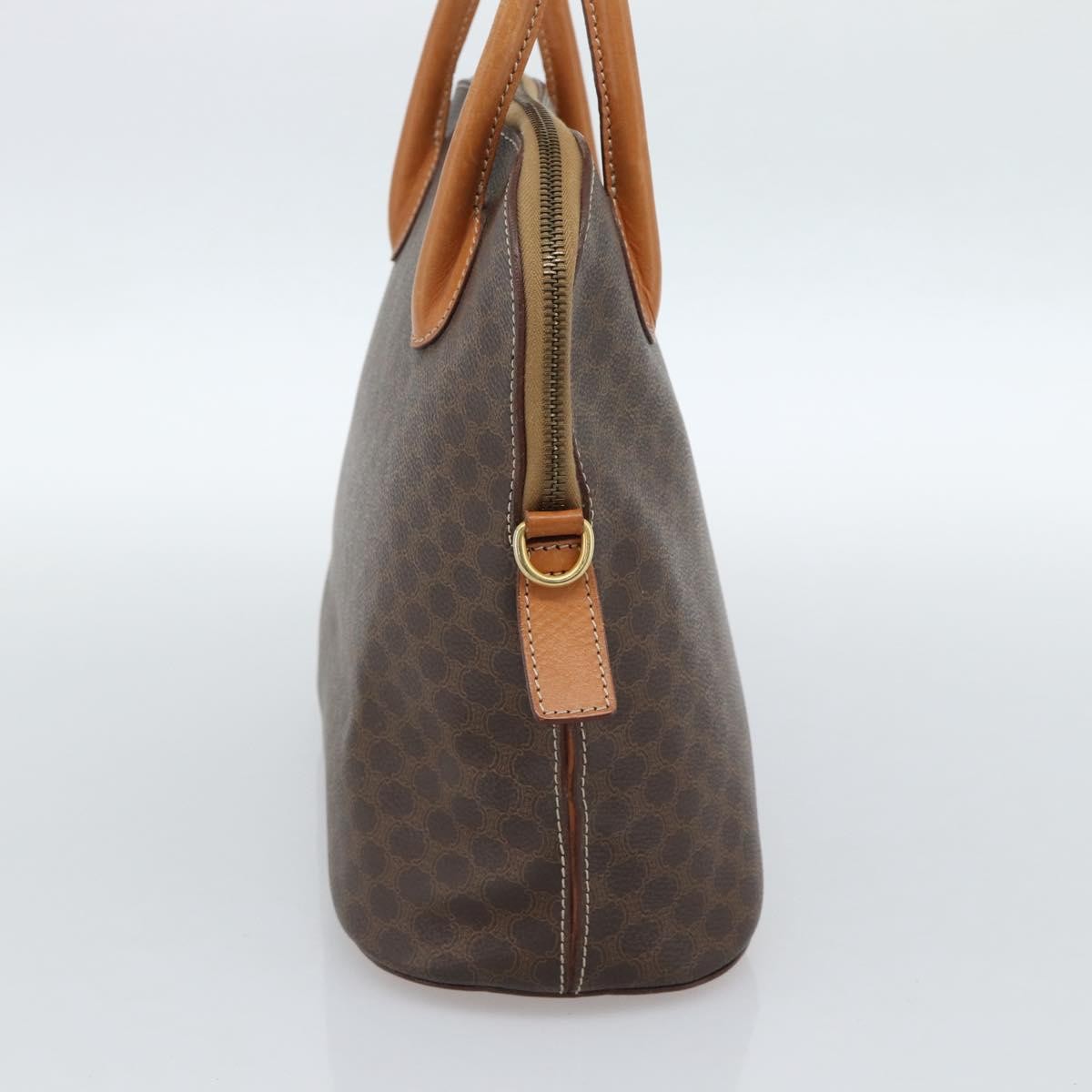Celine Vintage Macadam Handbag Canvas Brown Canvas Handbag (Pre-Owned)