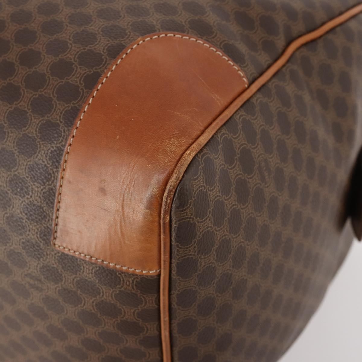 Celine Vintage Macadam Boston Bag Canvas And Leather Brown Pvc Handbag (Pre-Owned)