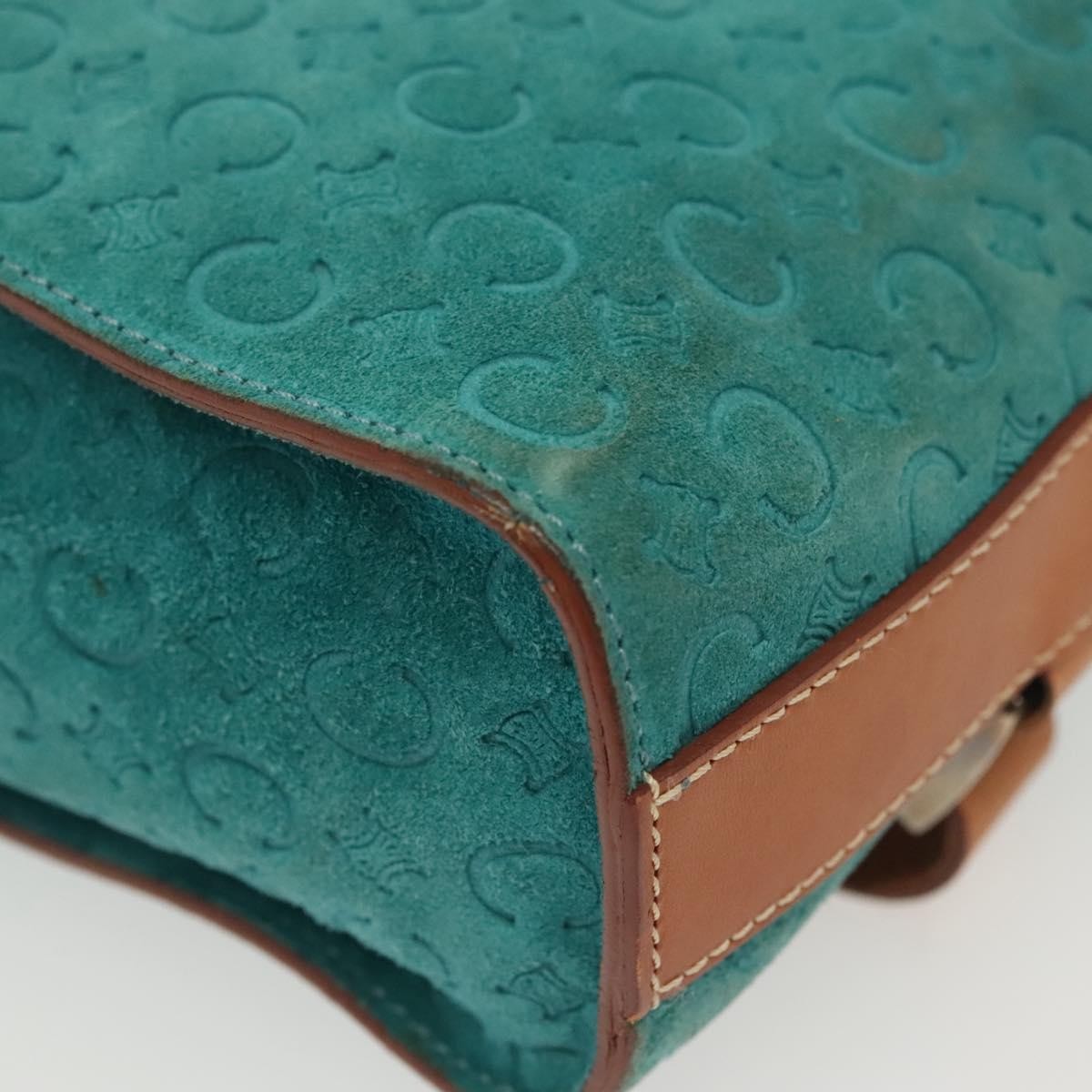 Celine Macadam Shoulder Bag Canvas Turquoise Suede Bag (Pre-Owned)