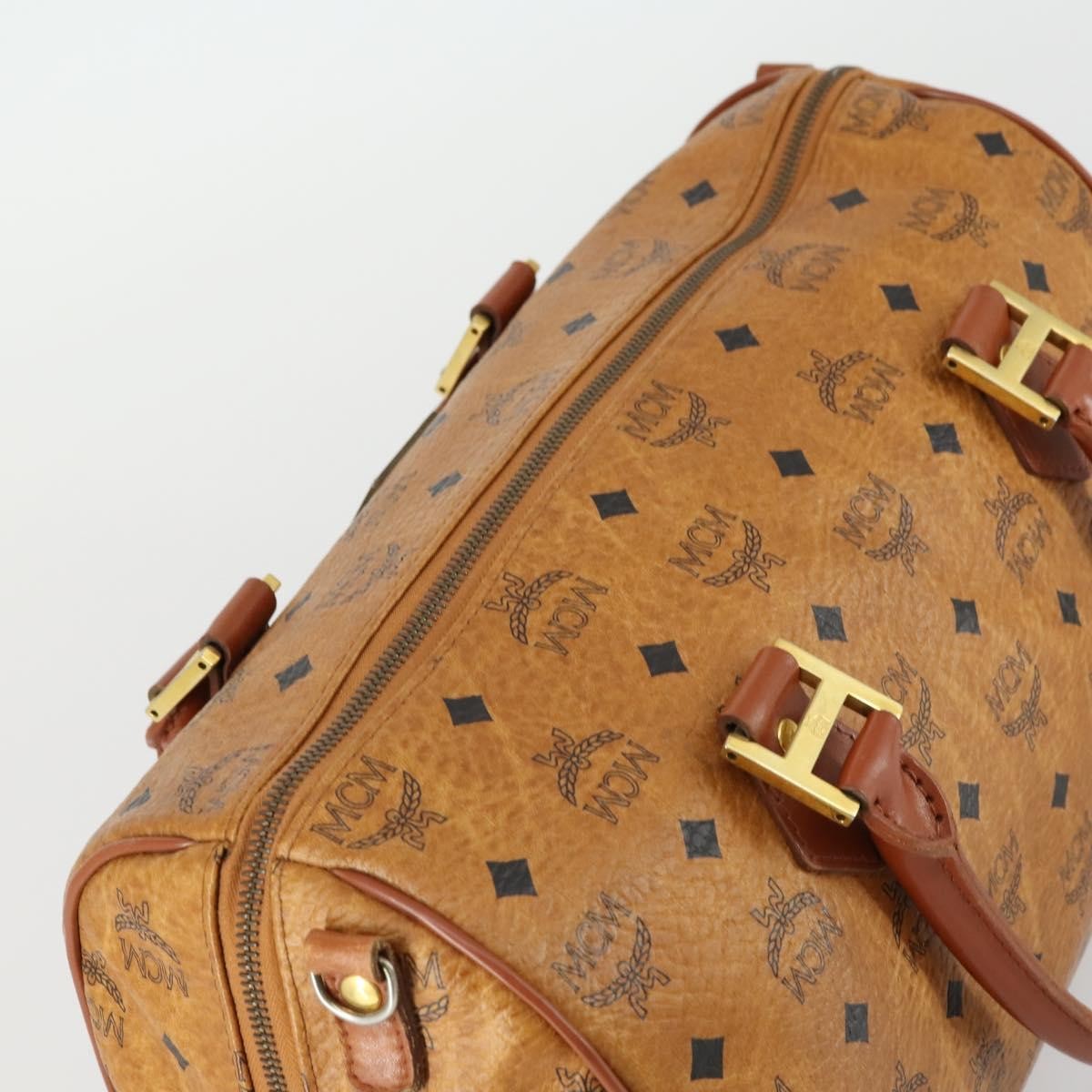 MCM Visetos Logogramme Handbag Canvas And Leather Brown Canvas Handbag (Pre-Owned)