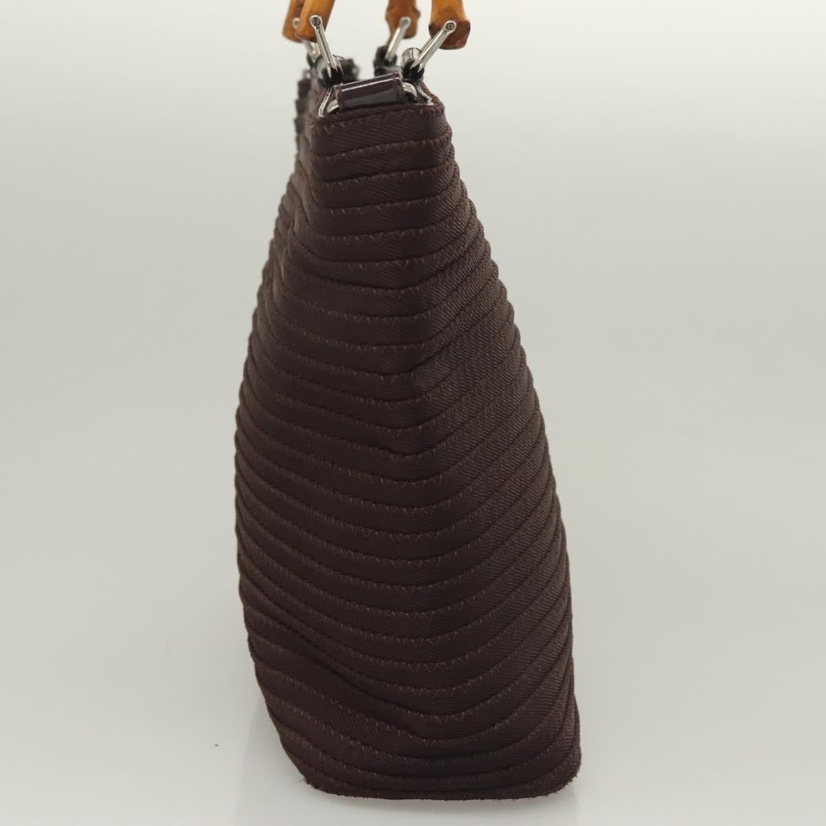 Gucci Vintage Bamboo Handle Tote Nylon Brown Synthetic Bag (Pre-Owned)