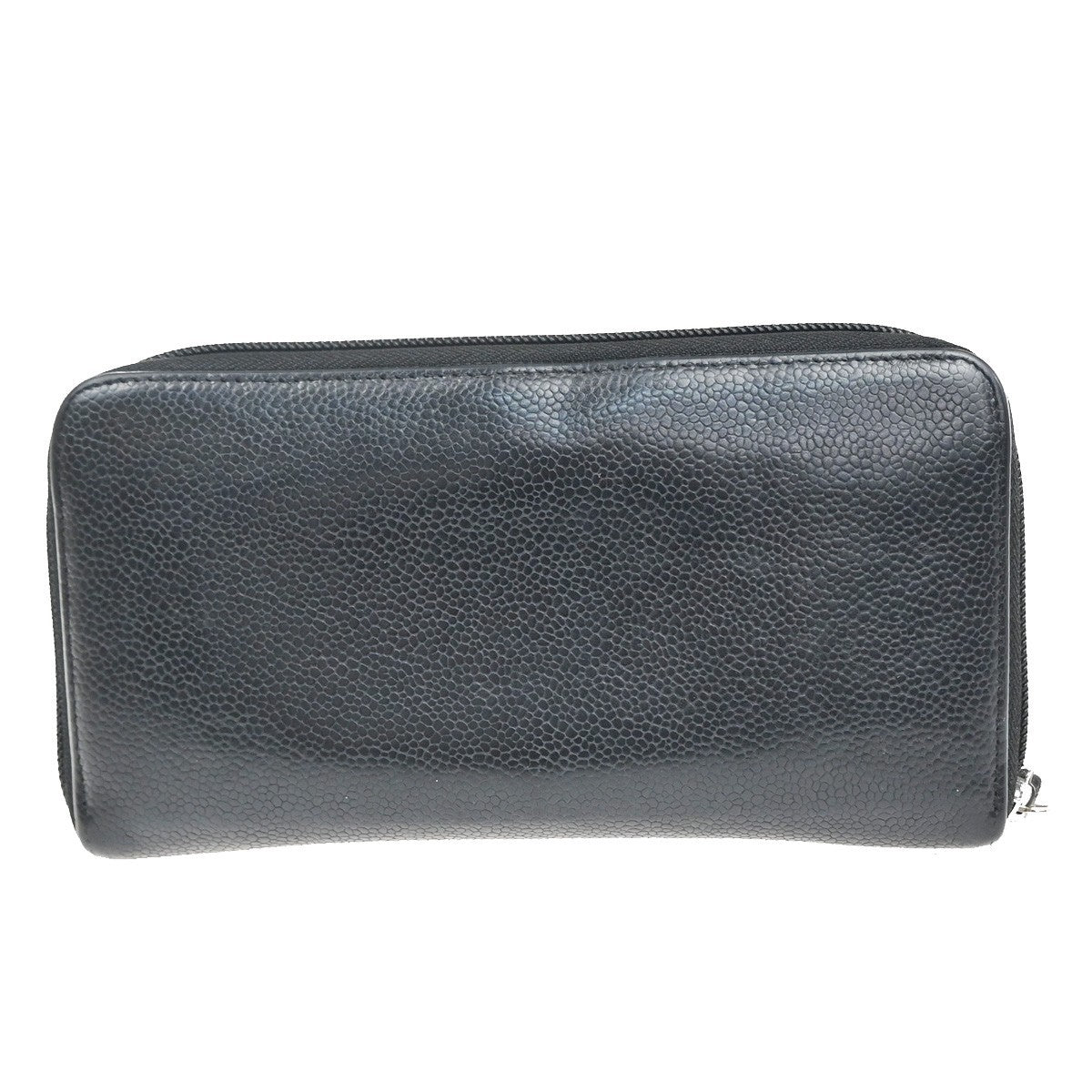 Chanel Cc Zip Around Wallet Leather Black Leather Wallets Accessory (Pre-Owned)